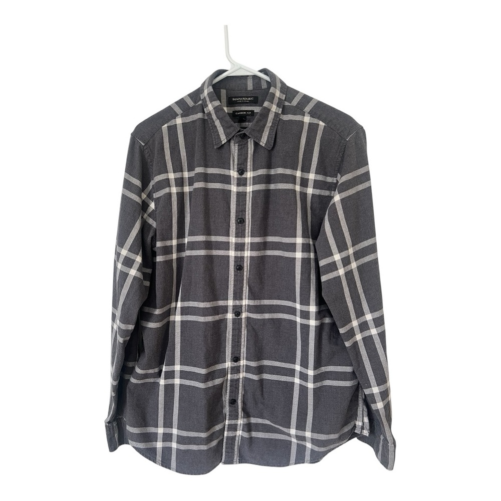 Banana Republic Charcoal Checkered Shirt Size L